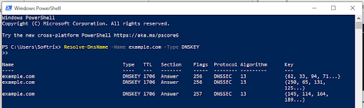 check DNSKEY records on Linux