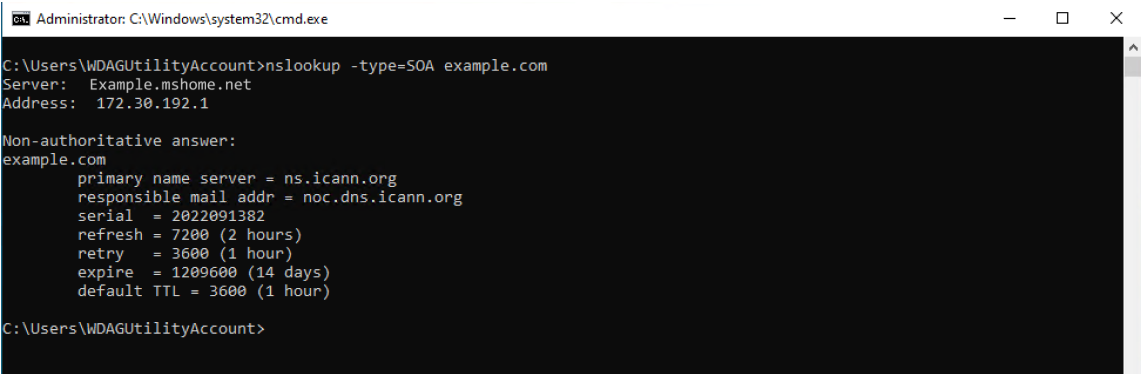 checking SOA record using Windows
